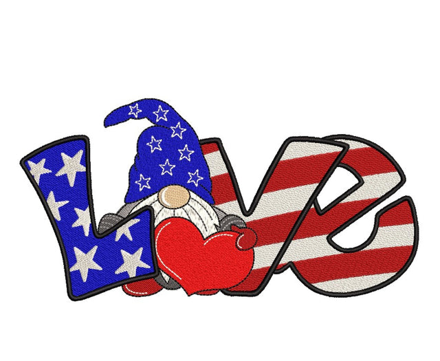 American Gnome Embroidery Design, 4th July Gnome Embroidery File, Patriotic Independence Day Embroidery Design, 4 sizes, Instant Download Embroidery/Applique DESIGNS Nino Nadaraia 