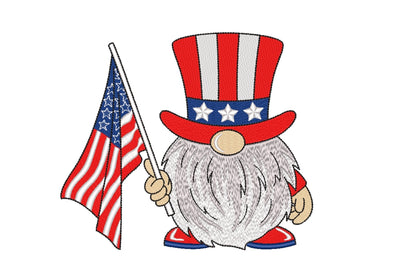 American Gnome Embroidery Design, Patriotic Gnome Embroidery File, 4 sizes Embroidery/Applique DESIGNS Nino Nadaraia 