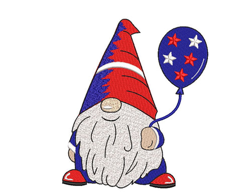 American Gnome with balloon Machine Embroidery Design Embroidery/Applique DESIGNS Canada Embroidery 