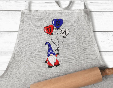 American Gnome with balloons, USA Embroidery/Applique DESIGNS Canada Embroidery 