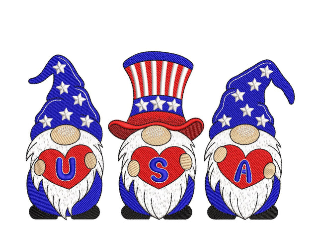 American Gnomes Embroidery Design, 4th July Gnomes Embroidery Design, Patriotic Independence Day Embroidery File, 3 sizes, Instant Download Embroidery/Applique DESIGNS Nino Nadaraia 
