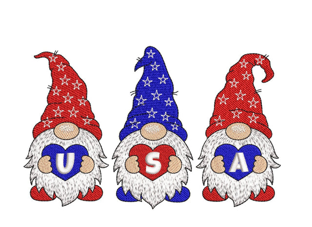 American Gnomes Embroidery Design, 4th July Gnomes Embroidery Design, Patriotic Independence Day Embroidery File, 3 sizes, Instant Download Embroidery/Applique DESIGNS Nino Nadaraia 