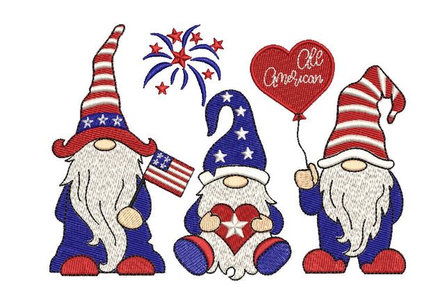 American gnomes embroidery designs, 4th of July Gnomes Patriotic ,holiday embroidery designs, 3 sizes, Instant download Embroidery/Applique DESIGNS ArtEMByNatalia 