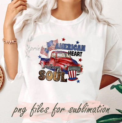 American Heart Southern Soul Png, 4th Of July Truck Png, Southern Png, Independence Day Png, USA Flag Png, Sublimate Designs Download Sublimation PrintingLife 