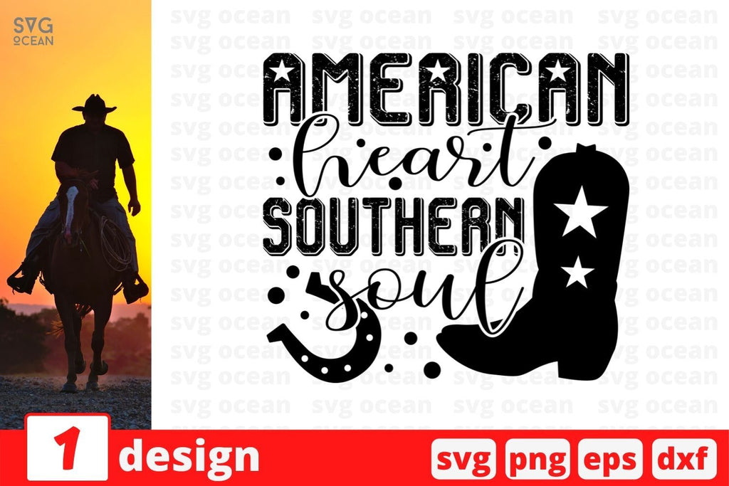 American heart southern soul SVG Cut File - So Fontsy
