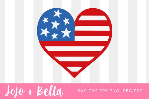 American Heart SVG - USA SVG - 4th of July Cut Files, Patriotic Americana Svg Eps Dxf Png , American Flag Svg, 4th of July Svg SVG Jojo&Bella 