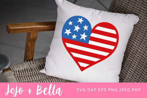 American Heart SVG - USA SVG - 4th of July Cut Files, Patriotic Americana Svg Eps Dxf Png , American Flag Svg, 4th of July Svg SVG Jojo&Bella 