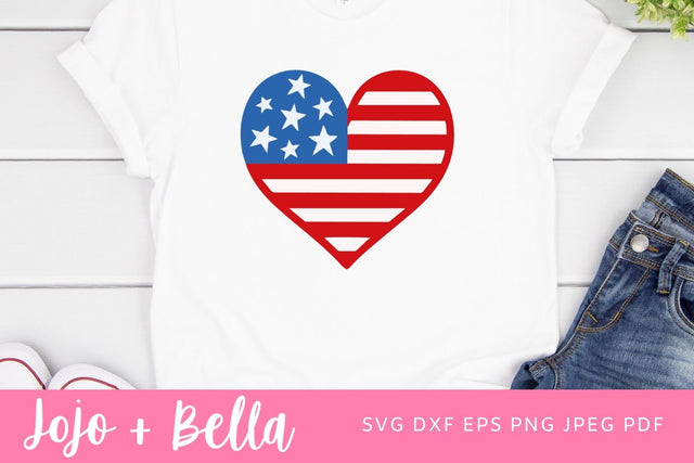 American Heart SVG - USA SVG - 4th of July Cut Files, Patriotic Americana Svg Eps Dxf Png , American Flag Svg, 4th of July Svg SVG Jojo&Bella 