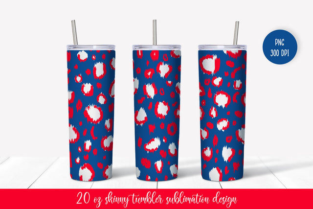 American Leopard Patriotic Tumbler Wrap Sublimation Sublimation Vera Fedorova 