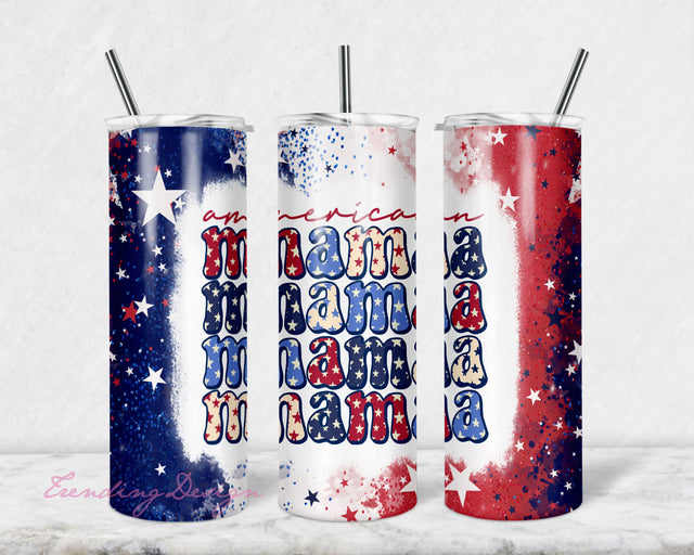 American Mama 20oz Skinny Tumbler Sublimation Design, Patriotic Tumbler PNG, 4th of July Tumbler , Mom, Eagle, Rock n Roll, Boho, Tumbler png Sublimation TrendingDesign 