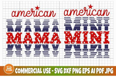 American Mama and Mini SVG, 4th of July SVG, Fourth Of July Svg, Patriotic shirt Svg SVG TonisArtStudio 
