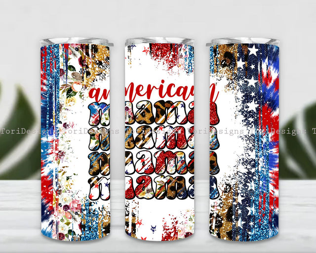 American Mama Fourth of July Tumbler PNG, American Mama 4th of July Tumbler Sublimation Design Sublimation ToriDesigns 
