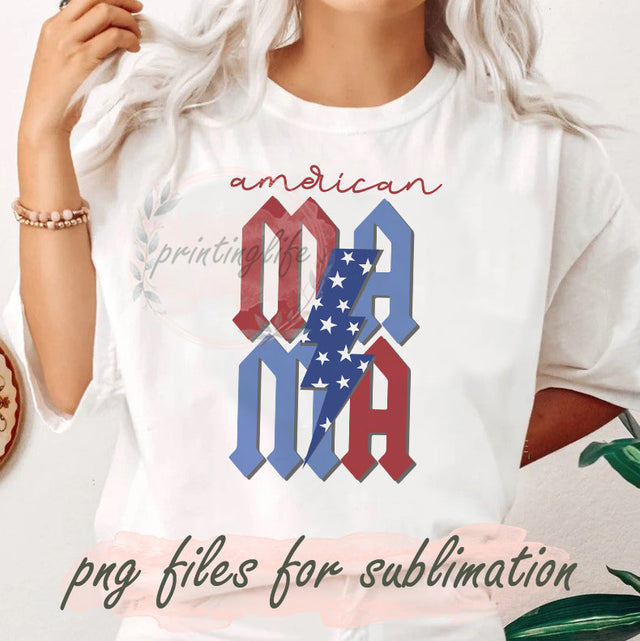 American Mama Retro Png, Mama Lightning Design Png, Mama Patriotic Sublimation Png, 4th Of July, American Flag Png, Mama Sublimation Design, Digital Download Sublimation PrintingLife 