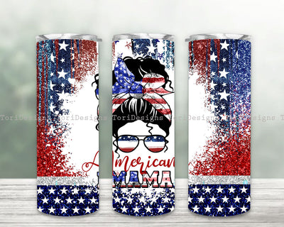American Mama Tumbler, 4th of July Tumbler PNG, Momlife Seamless 20oz Skinny Tumbler Design, Patriotic american tumbler wrap Download PNG Sublimation ToriDesigns 