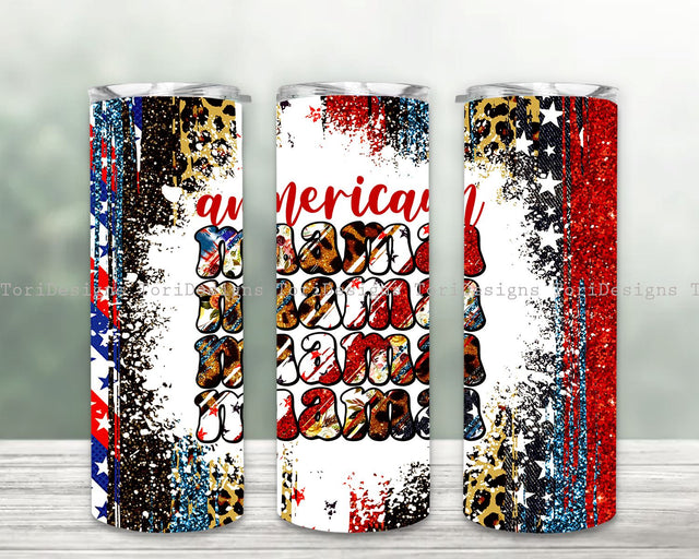 American Mama Tumbler Design, 4th July Tumbler Sublimation Design, USA Flag Tumbler Wrap, Patriotic Tumbler Download Sublimation ToriDesigns 