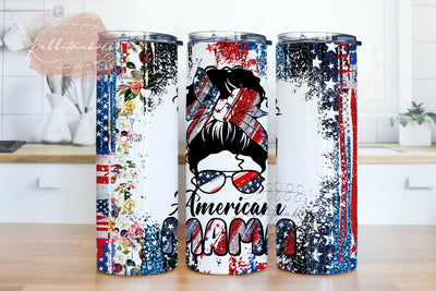 American Mama Tumbler Design, Digital Tumbler 20oz, American Flag, American Mom, Digital Tumbler Wrap png Sublimation Rabbitmakies 