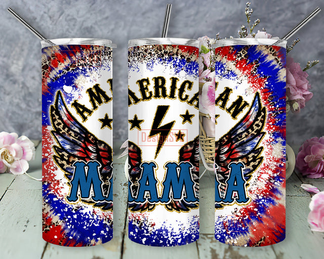 American Mama Tumbler Design, Western American Glitter Tumbler Png, Patriotic Mama Leopard 20oz Full Tumbler Wrap, 4th of July Sublimation Design, Instant Download Sublimation DesignSVG 