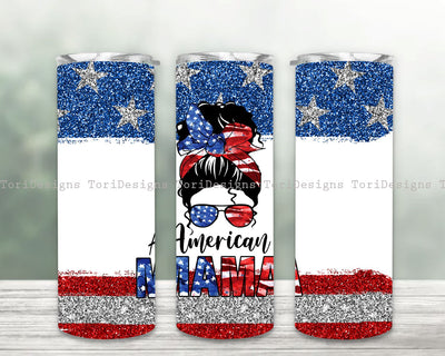 American Mama Tumbler Sublimation Design Download, Momlife Seamless 20oz Skinny Tumbler Design PNG Sublimation ToriDesigns 