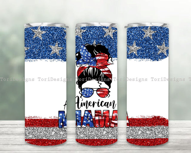 American Mama Tumbler Sublimation Design Download, Momlife Seamless 20oz Skinny Tumbler Design PNG Sublimation ToriDesigns 