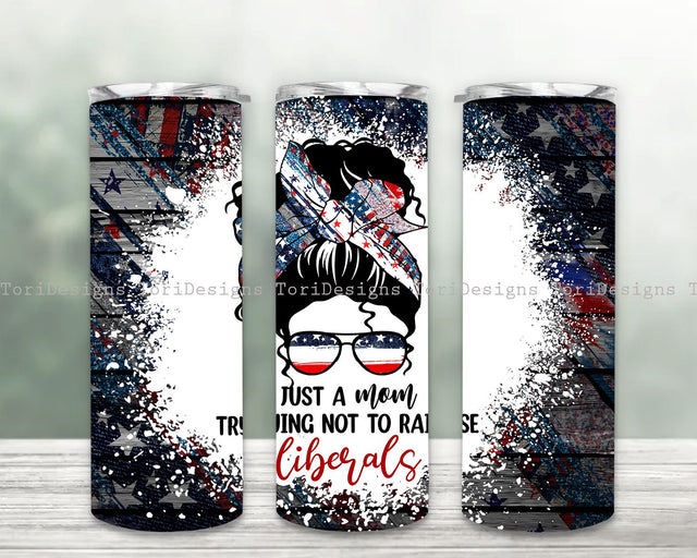 American Mom, 20oz Skinny Tumbler Sublimation American Flag PNG File Digital Download Sublimation ToriDesigns 