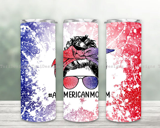 American Mom Tumbler Wrap Png 20oz Skinny Tumbler 4th of July Sublimation Designs Digital Download Sublimation ToriDesigns 