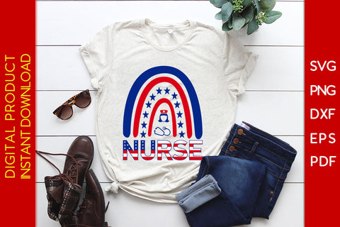 American Nurse Rainbow 4th Of July SVG PNG PDF Cut File SVG Creativedesigntee 
