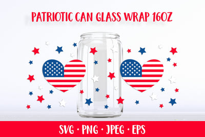 American Patriotic can glass wrap SVG. 4th of July glass can SVG LaBelezoka 