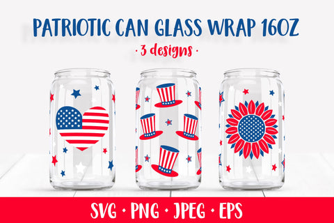 American Patriotic can glass wrap SVG. 4th of July glass can SVG LaBelezoka 