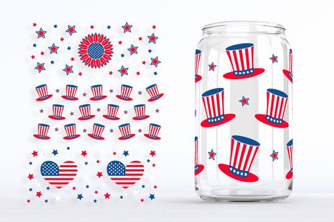 American Patriotic can glass wrap SVG. 4th of July glass can SVG LaBelezoka 