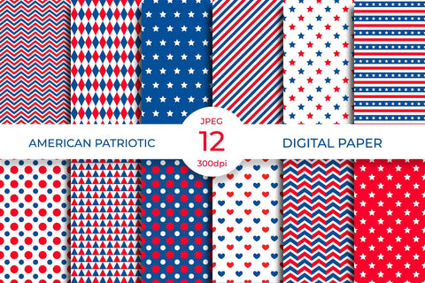 American Patriotic Digital Paper. Independence Day Seamless Pattern Digital Pattern LaBelezoka 