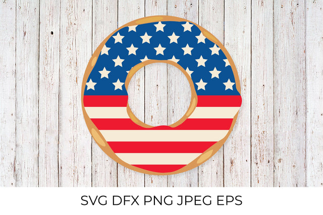 American Patriotic Donut with flag of USA on the glaze. Independence Day doughnut SVG LaBelezoka 