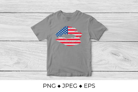 American patriotic lips. Lipstick kiss. USA Independence Day Sublimation LaBelezoka 