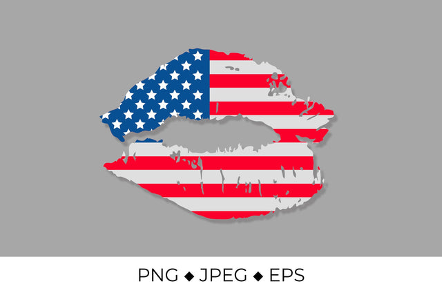 American patriotic lips. Lipstick kiss. USA Independence Day Sublimation LaBelezoka 