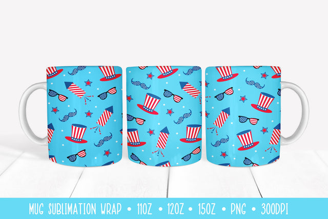American Patriotic Mug Sublimation Wrap. 4th of July Mug Design Sublimation LaBelezoka 