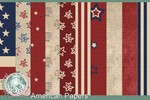 American Patriotic Papers Digital Pattern QueenBrat Digital Designs 