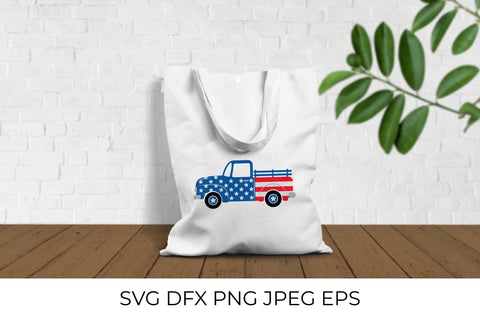 American patriotic retro truck SVG. Independence Day pickup SVG LaBelezoka 