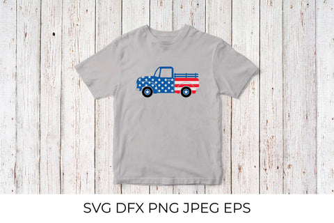 American patriotic retro truck SVG. Independence Day pickup SVG LaBelezoka 