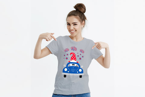 American patriotic retro truck with gnome. 4th of July SVG SVG LaBelezoka 