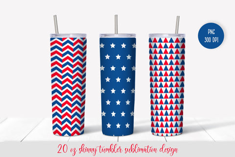 American Patriotic Skinny Tumbler Wrap Sublimation Vera Fedorova 
