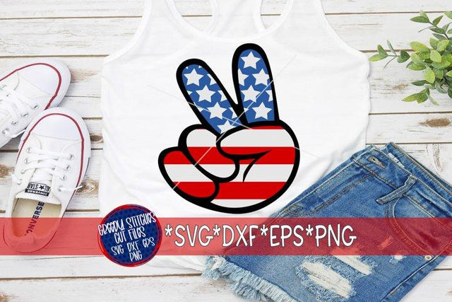 American Peace Sign-SVG DXF EPS PNG SVG Greedy Stitches 