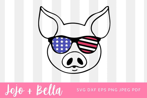 American pig SVG July 4th Pig SVG, Fourth of July Pig svg file, Pig Glasses clip svg, July 4th cut file, America, USA, July 4th Animals svg SVG Jojo&Bella 