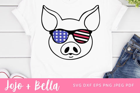 American pig SVG July 4th Pig SVG, Fourth of July Pig svg file, Pig Glasses clip svg, July 4th cut file, America, USA, July 4th Animals svg SVG Jojo&Bella 