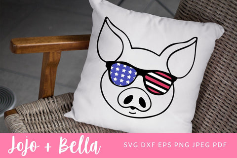 American pig SVG July 4th Pig SVG, Fourth of July Pig svg file, Pig Glasses clip svg, July 4th cut file, America, USA, July 4th Animals svg SVG Jojo&Bella 