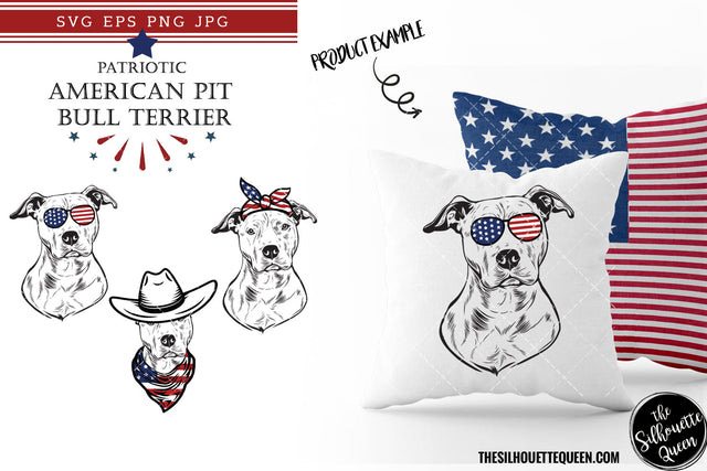 American Pit Bull Terrier Dog Patriotic Cut files and Sublimation SVG Loveleen Kaur 