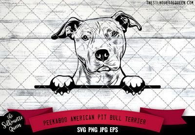 American Pit Bull Terrier Peek A Boo | Peekaboo | Peeking Dog Face SVG for Glowforge, Cricut, Laser, Silhouette, Scan n cut files SVG Loveleen Kaur 