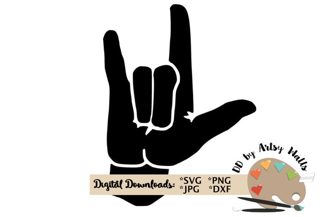 American Sign Language I LOVE YOU sign svg dxf - ASL I love you sign cut file SVG The Artsy Spot 