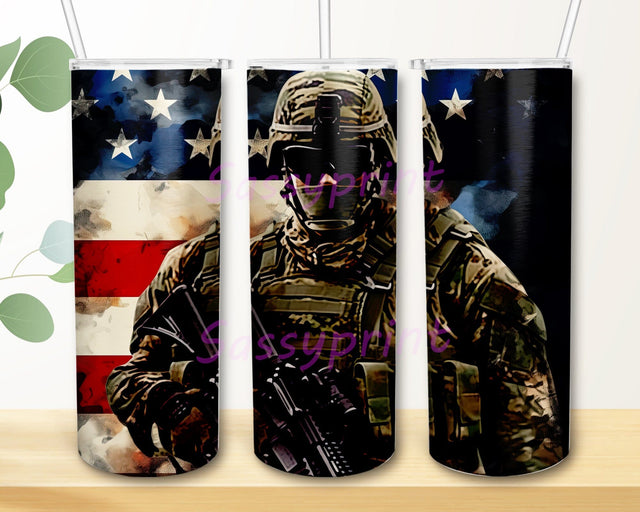 American Soldier With Flag 20oz Skinny Tumbler Png, Military Tumbler, American Flag Tumbler, Rustic Flag Png, Patriotic Tumbler, American Soldier Tumbler Sublimation sassyprint 