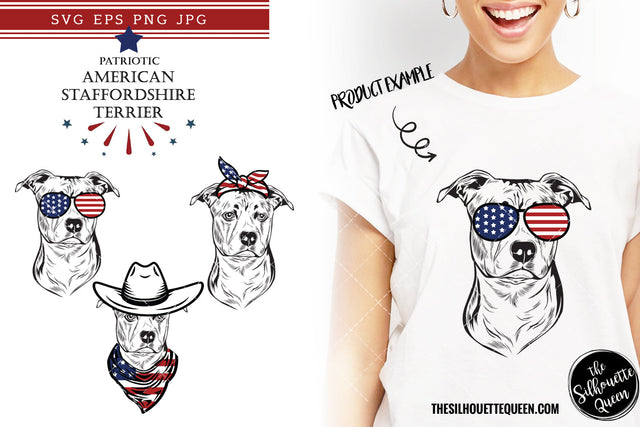American Staffordshire Terrier Dog Patriotic Cut files and Sublimation SVG Loveleen Kaur 