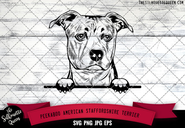 American Staffordshire Terrier Peek A Boo | Peekaboo | Peeking Dog Face SVG for Glowforge, Cricut, Laser, Silhouette, Scan n cut files SVG Loveleen Kaur 