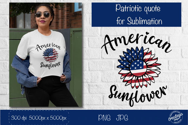 American sunflower, Sunflower US flag, Red white and blue sunflower Sublimation Createya Design 
